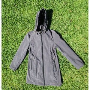 ANNE KLEIN GRAY ZIPPER HOODED JACKET COAT SIZE SMALL